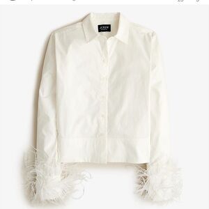 Jcrew feather trim button up